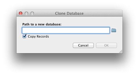 Clone Database Dialog