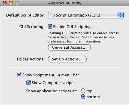 Enable AppleScript menu 