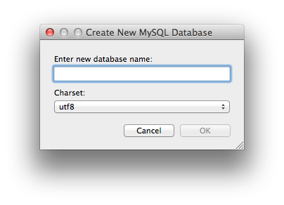 Create MySQL Database Dialog